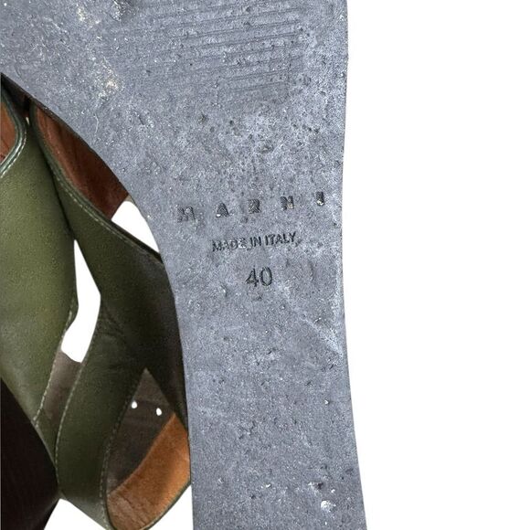 Marni Green Leather Crisscross Wedges Platform With Buckle Sandal Size 39 - Picture 15 of 16